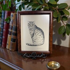 Vintage 1987 Tabby Cat Art Print Framed | Linda Jarvis